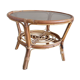 Light rattan lounge table and smoked glass