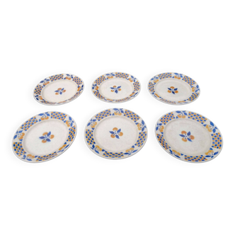 Set of 6 Badonvillier flat plates Beauvais old art deco service