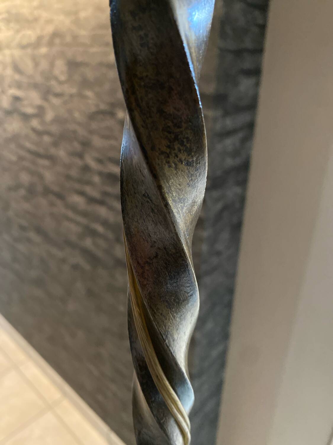Brutalist floor lamp in twisted iron