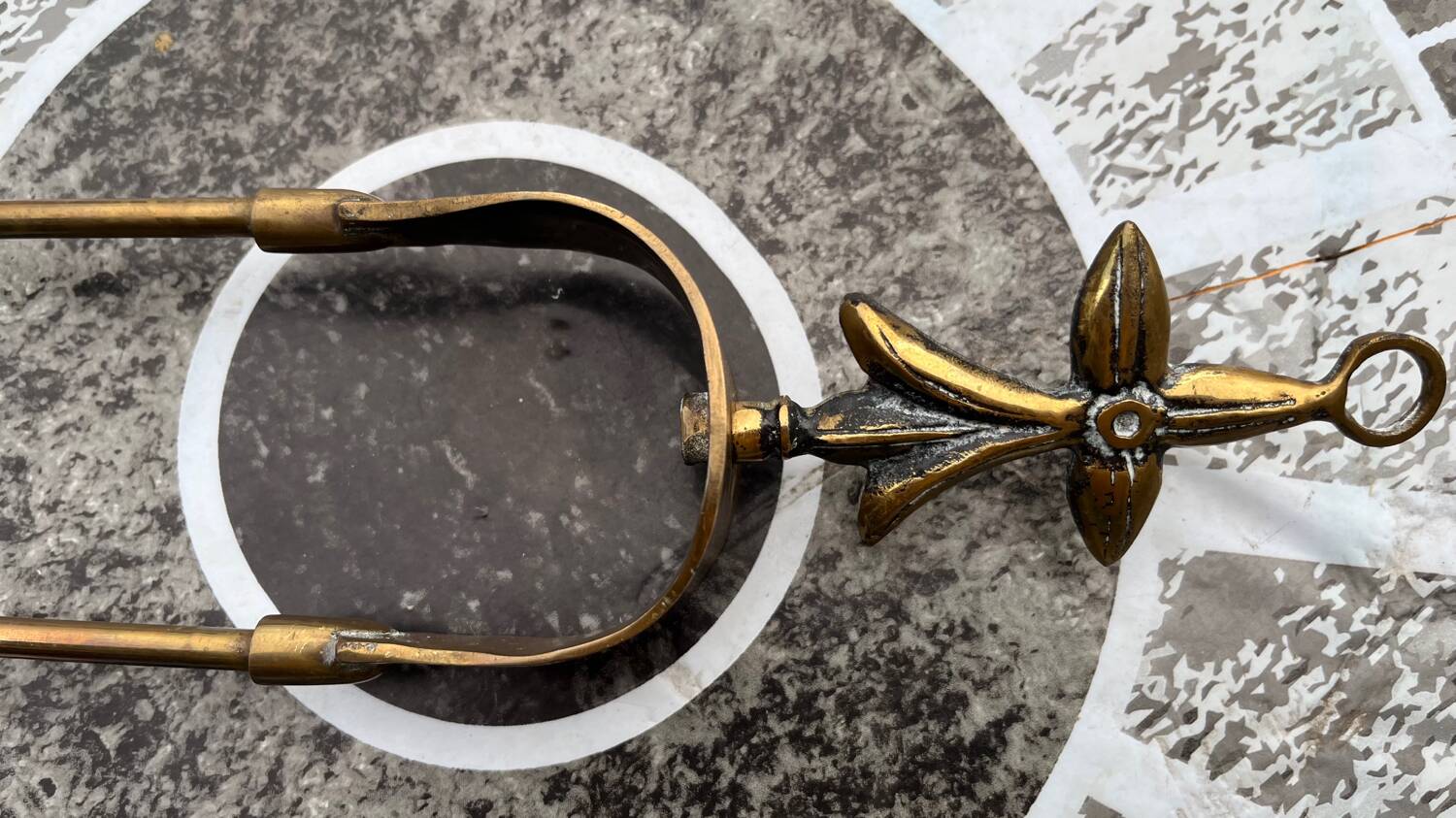 Old brass fireplace set