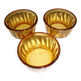 3 vintage Vereco amber glass ramekins