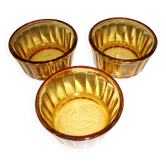 3 vintage Vereco amber glass ramekins