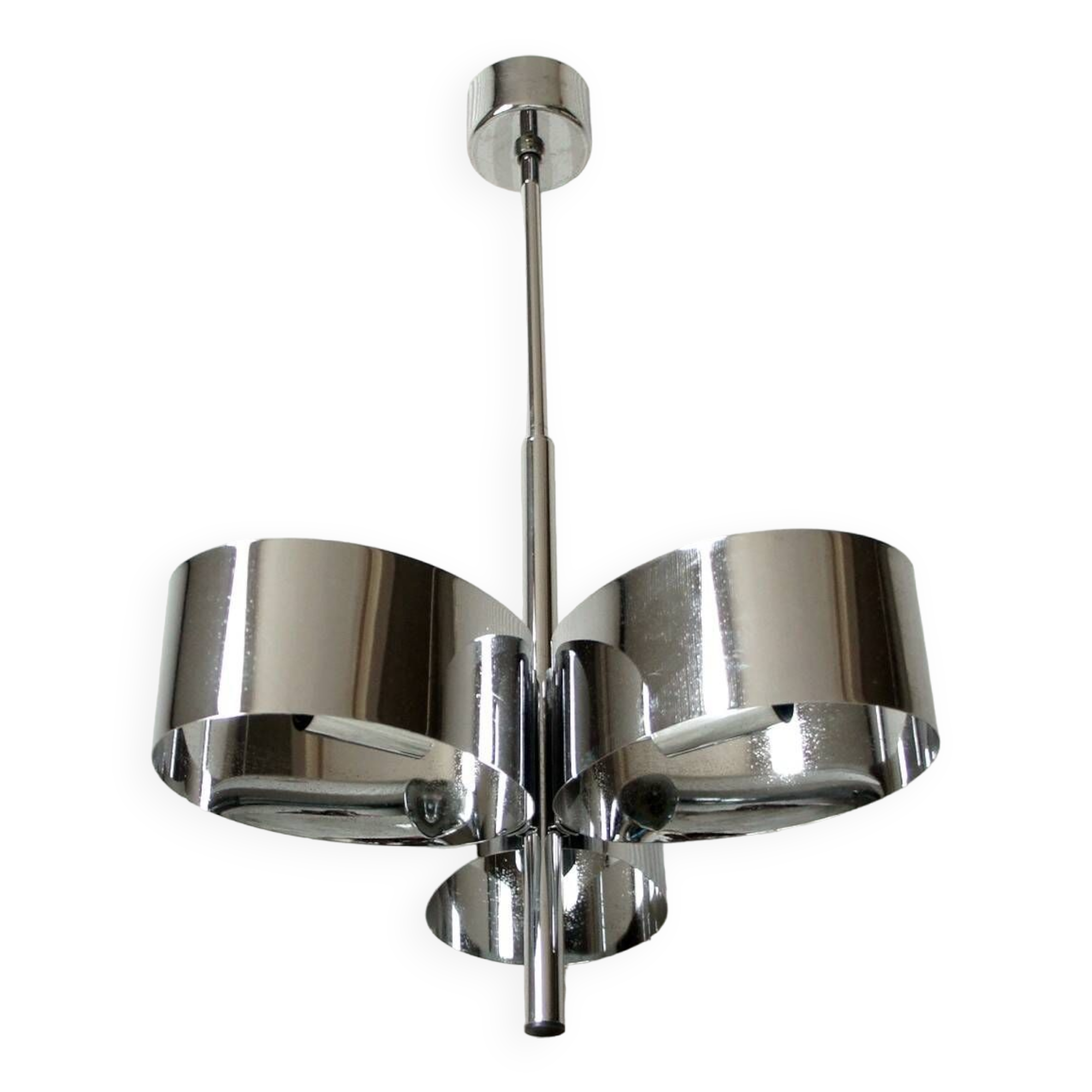 Amilux, 1970, "space age" chandelier in chrome stainless steel