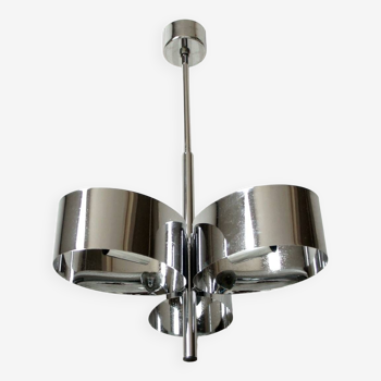 Amilux, 1970, "space age" chandelier in chrome stainless steel
