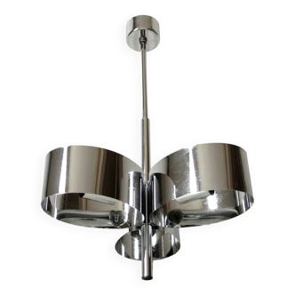 Amilux, 1970, "space age" chandelier in chrome stainless steel