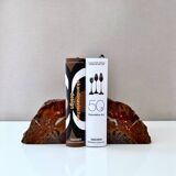 Serre-livres vintage en bois pétrifié, décoration de bibliothèque, étagère marbrée