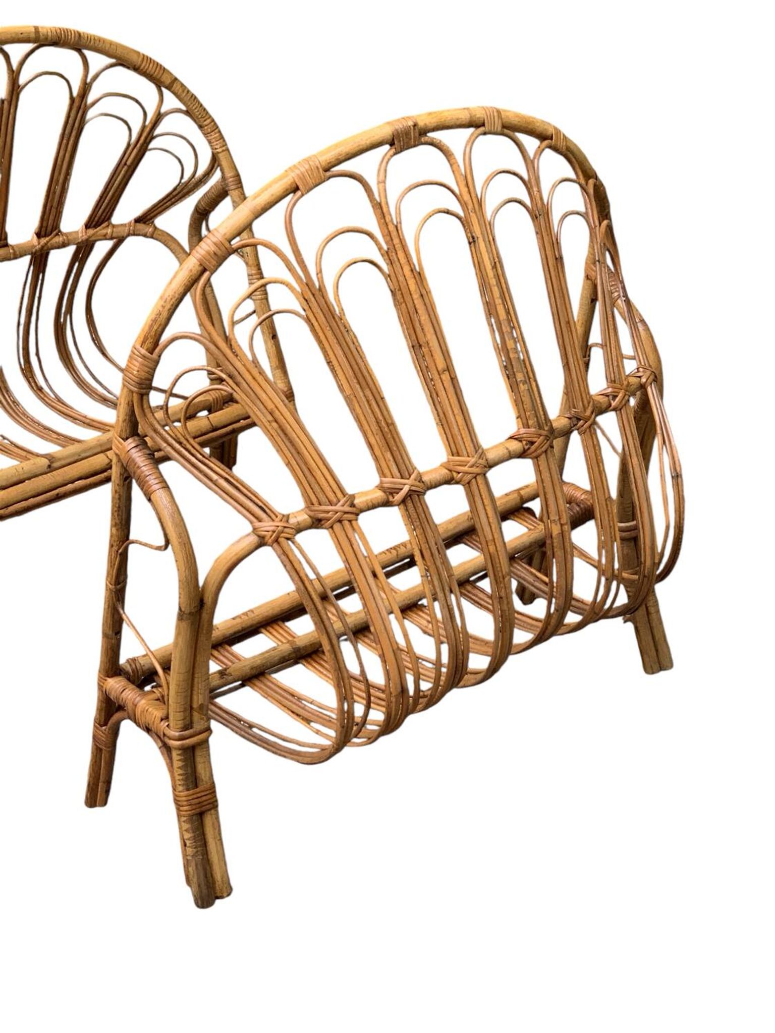 Lit corbeille en rotin pour enfant 1960
