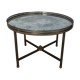 Round coffee table neo-classic 50s brass & glass