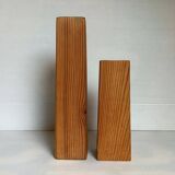 Pair of asymmetrical Scandinavian wooden candlesticks