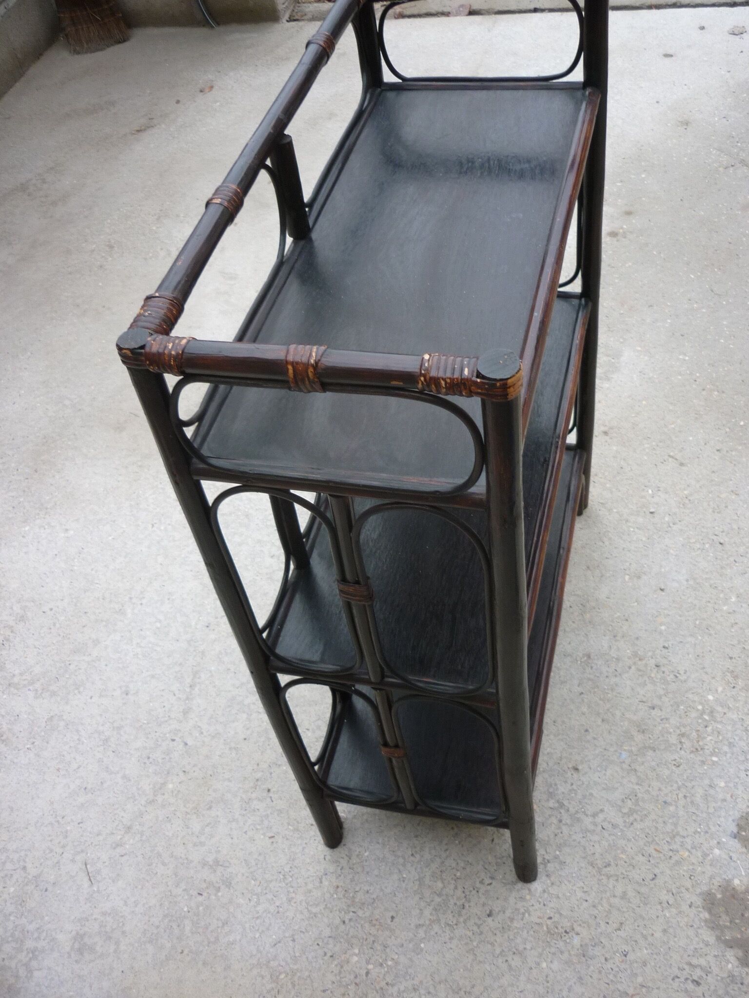 Bamboo and dark rattan shelf