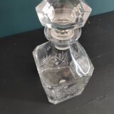Vintage French cut glass whiskey bottle, cristal D'Arques