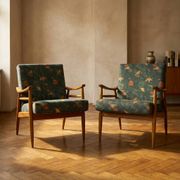 Pair of lounge armchairs mid century modern upholstered 1960s Czechoslovaki