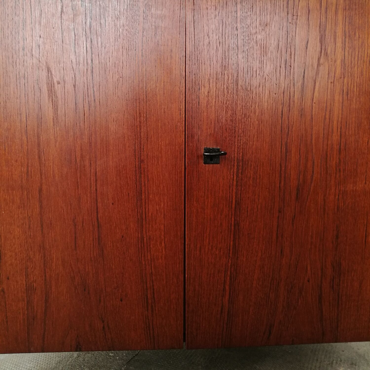 Scandinavian sideboard 2 teak doors, ladder base