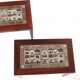 Set of coffee tables in rosewood and ceramic.