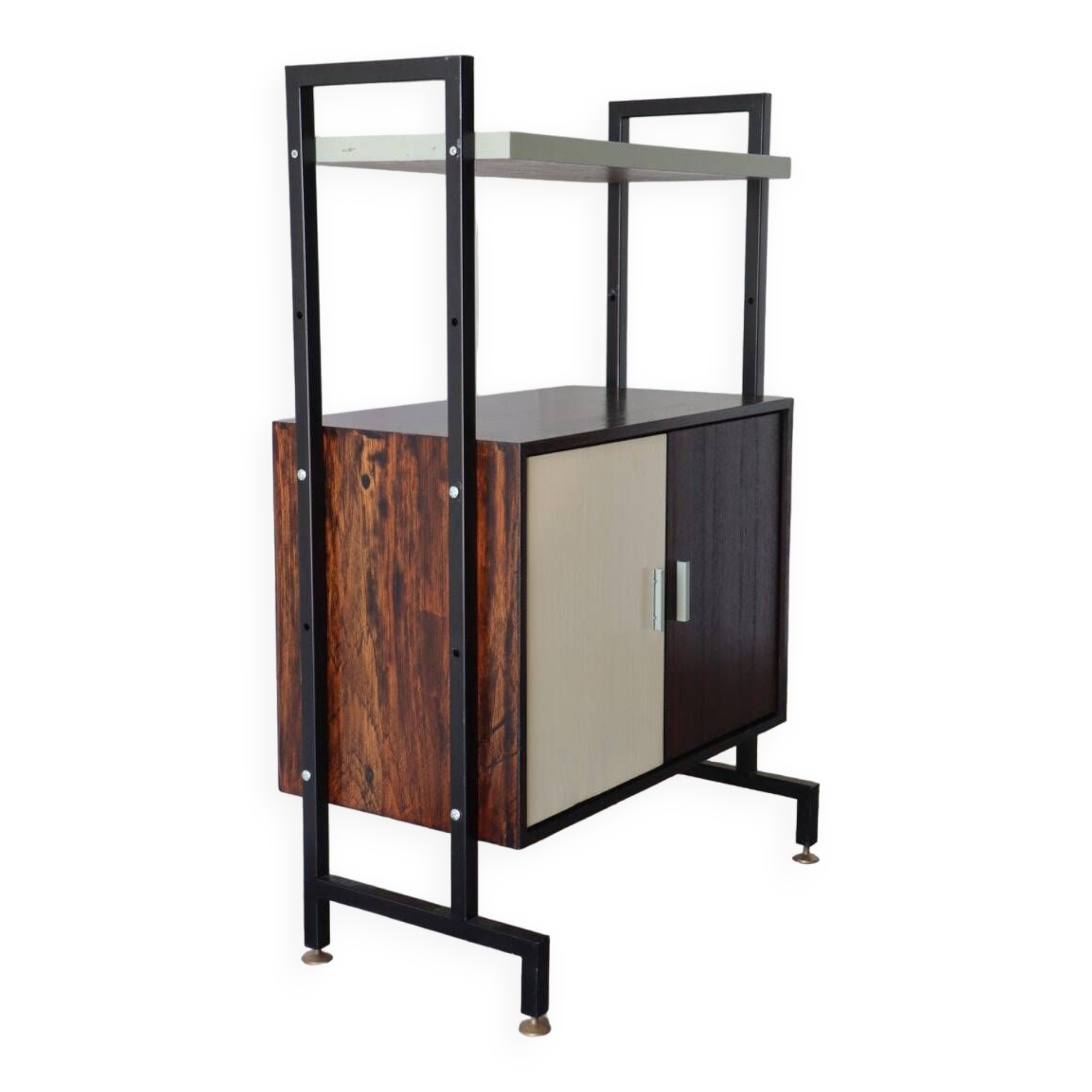 Bibliothèque vintage modulable en bois et métal, 1960