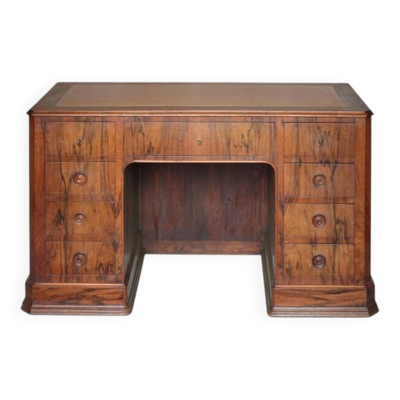 Bureau de ministre victorien XIXe, bureau à caissons anglais, meuble bois