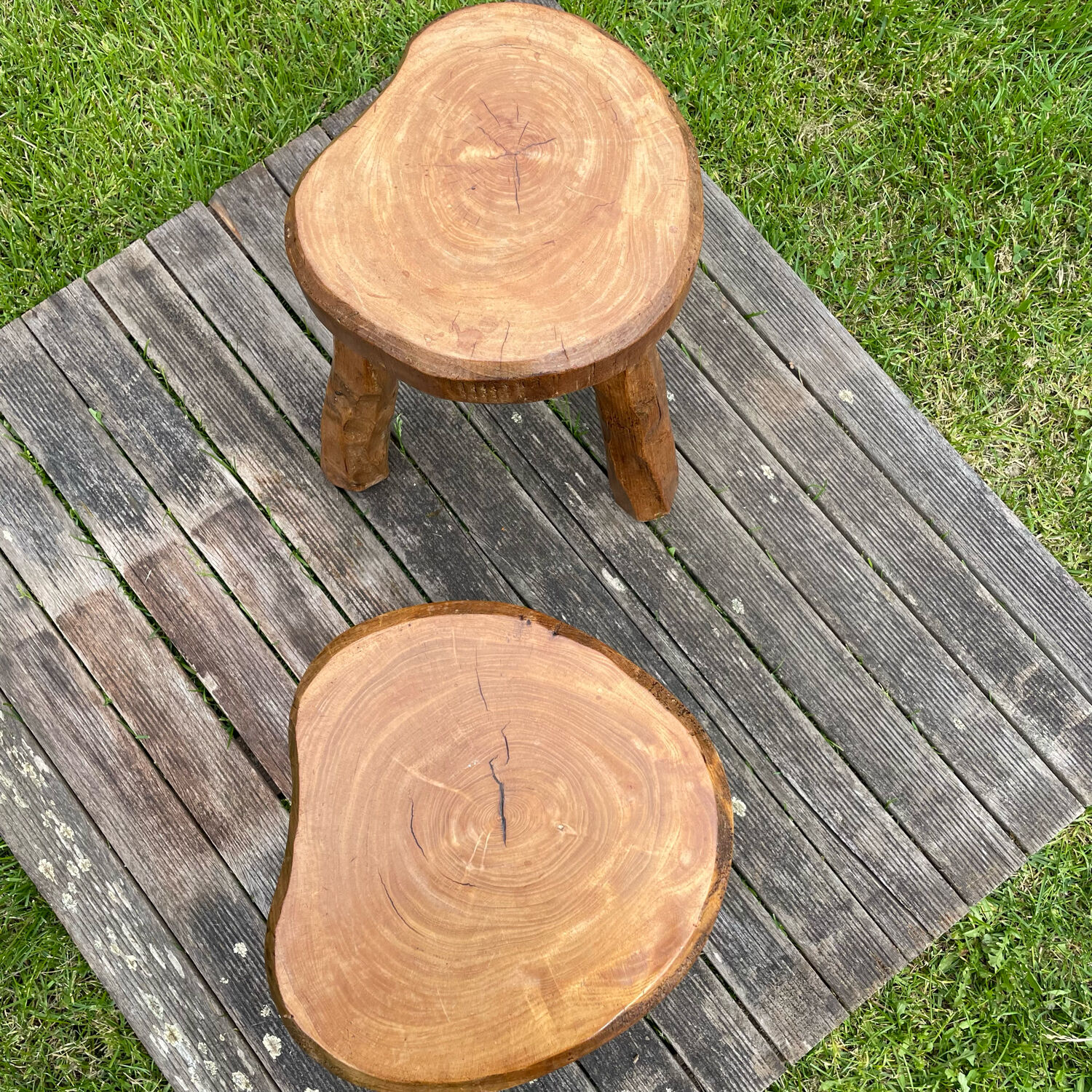 Pair of vintage brutalist stools