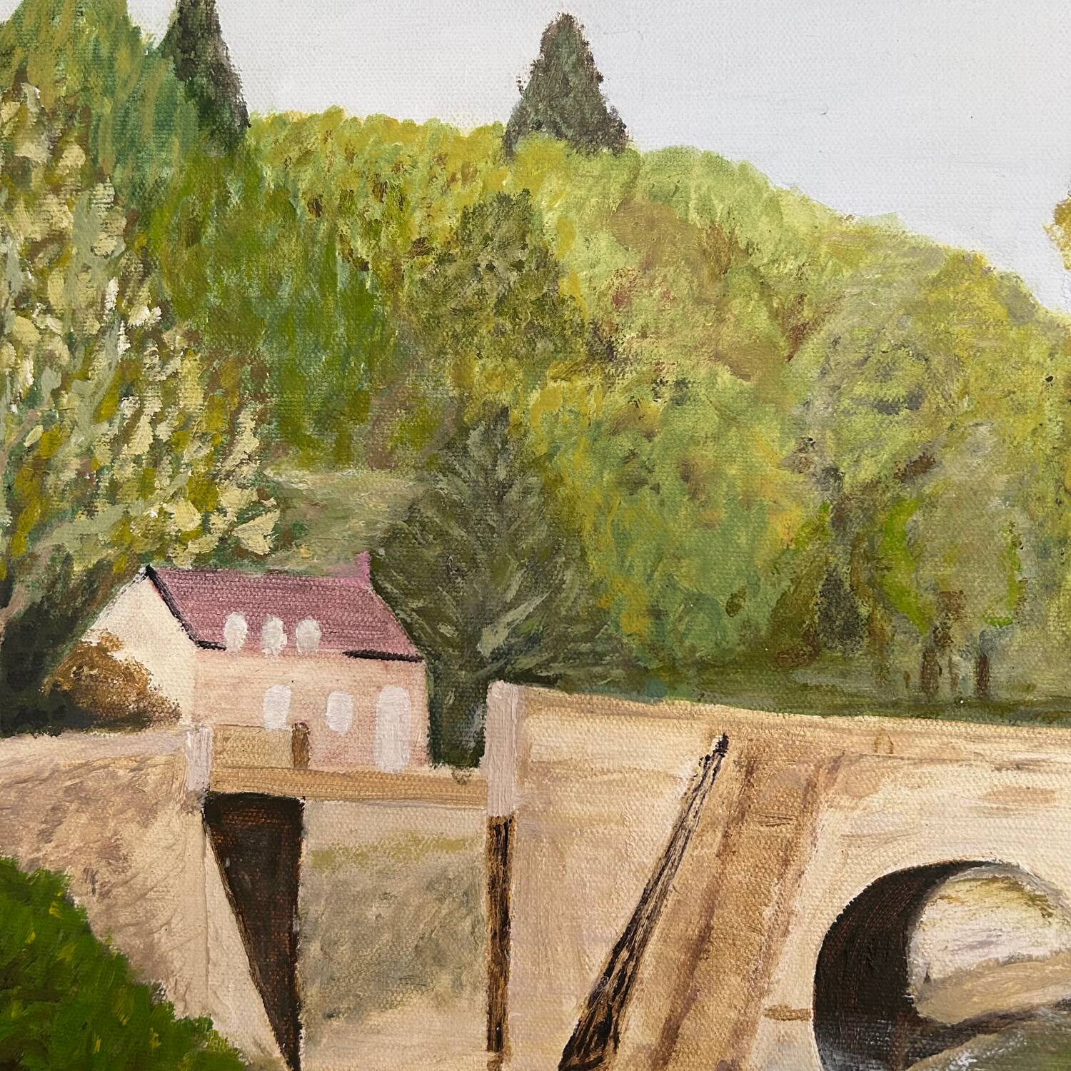 Painting the bridge over the river