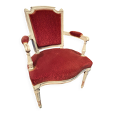 18th century Louis XVI red velvet cabriolet armchair