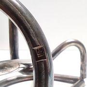 Minimalist Pair of Silver Plated Metal Candleholders in the Style of Sabattini