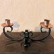 Bougeoir chandelier artisanal fer forgé et cuivre rouge ciselé