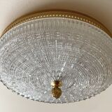 Large vintage Lucien Gau crystal and brass ceiling light