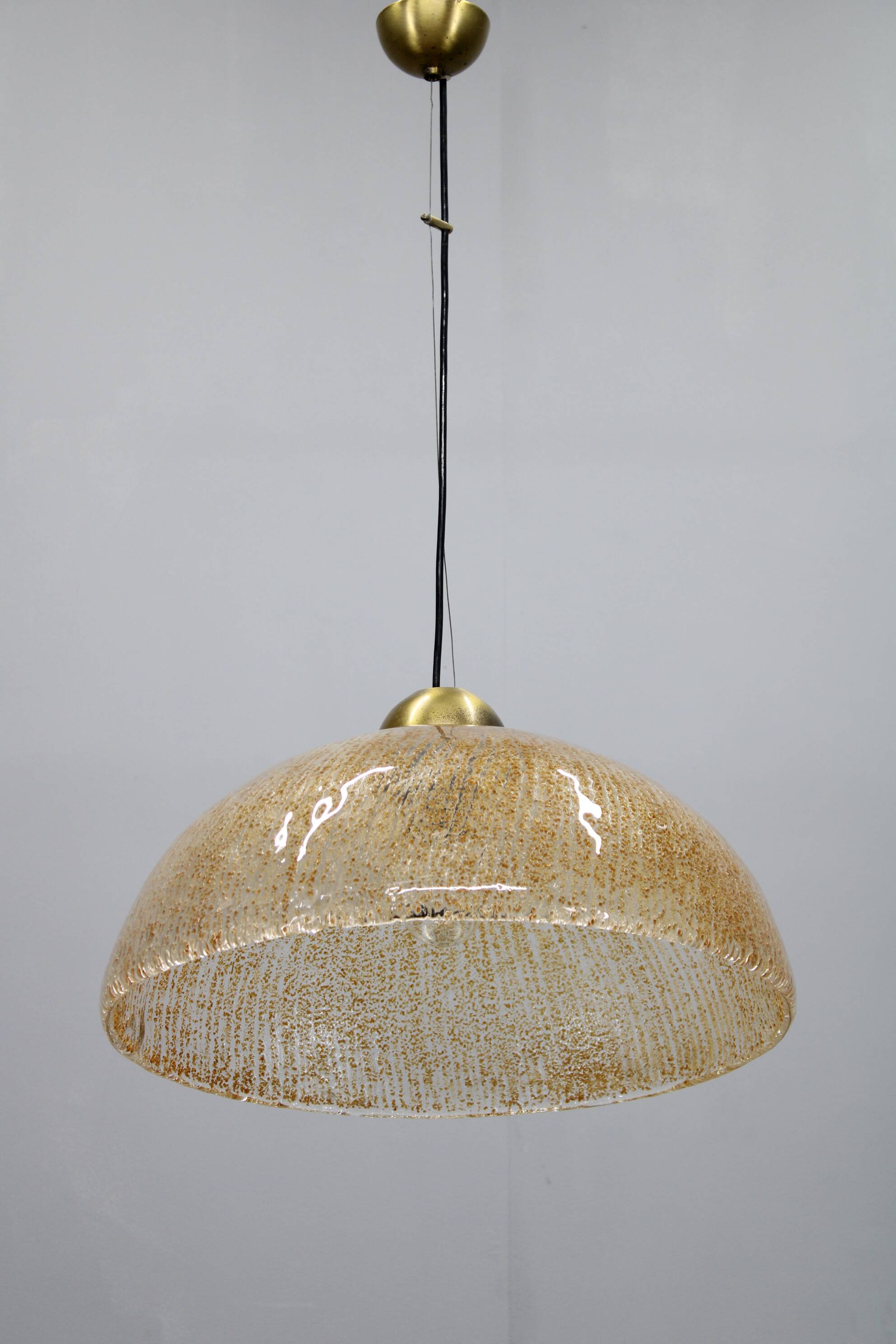 1970s Glass Pendant Light , Italy