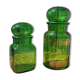 Duo of pots and jars apothecary style in green glass.