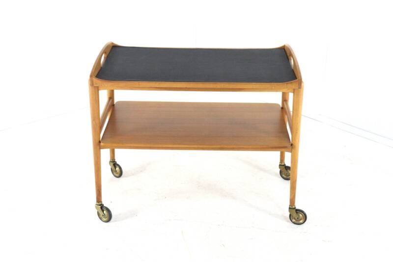 mid century modern wooden Trolley with removable tray