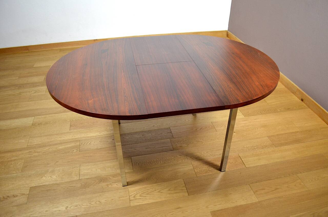 Table de repas en palissandre et chrome 1960