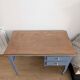 Blue wooden desk ready for its new life.