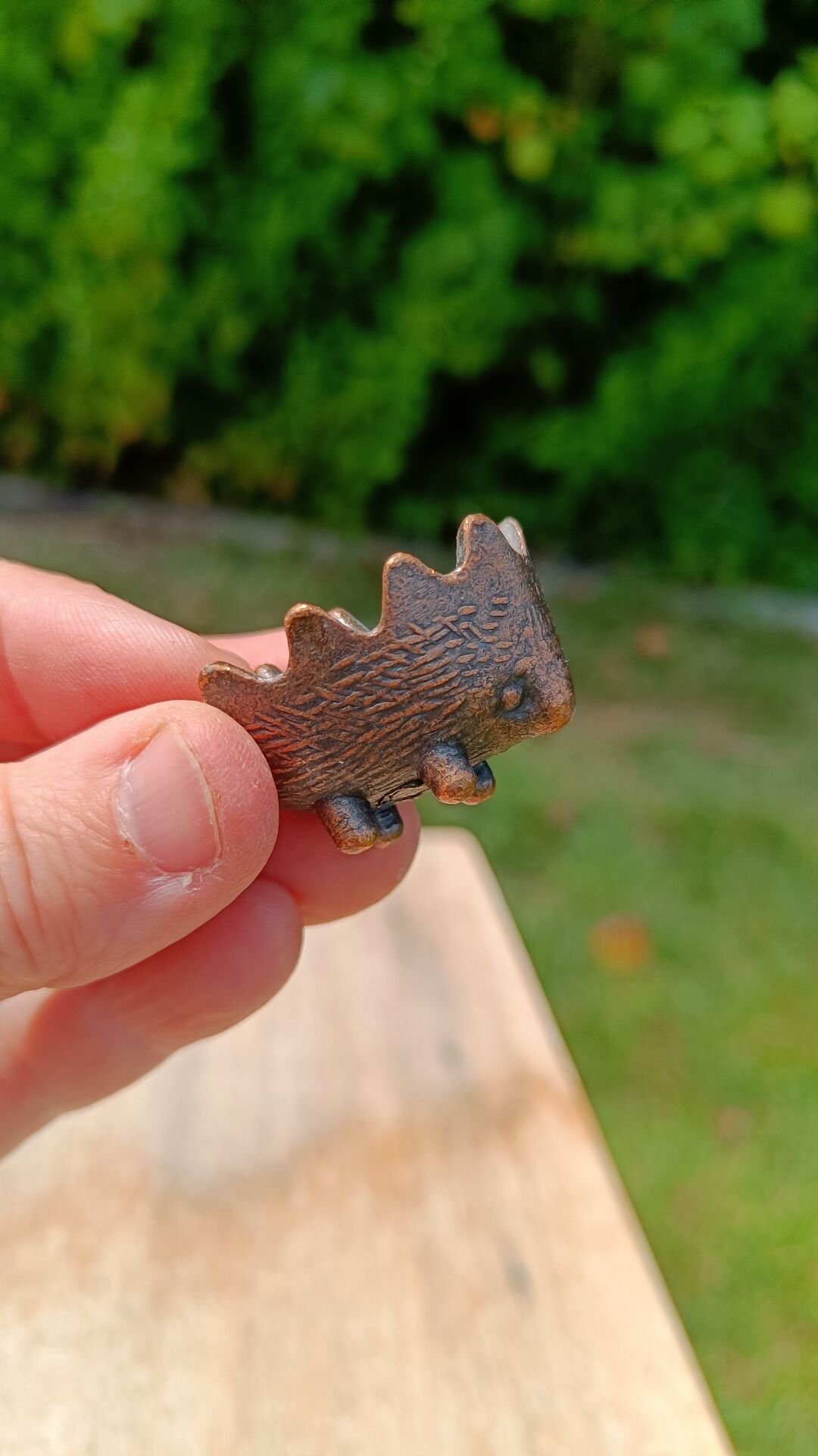 Vintage patinated metal hedgehog ashtrays – Greece