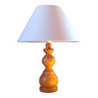 60s turned wooden lamp