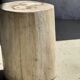 White oval petrified wood side table H38 D28 - 3335