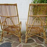 Pair of high rattan chairs