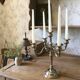 5-branch silver-plated metal candle holder