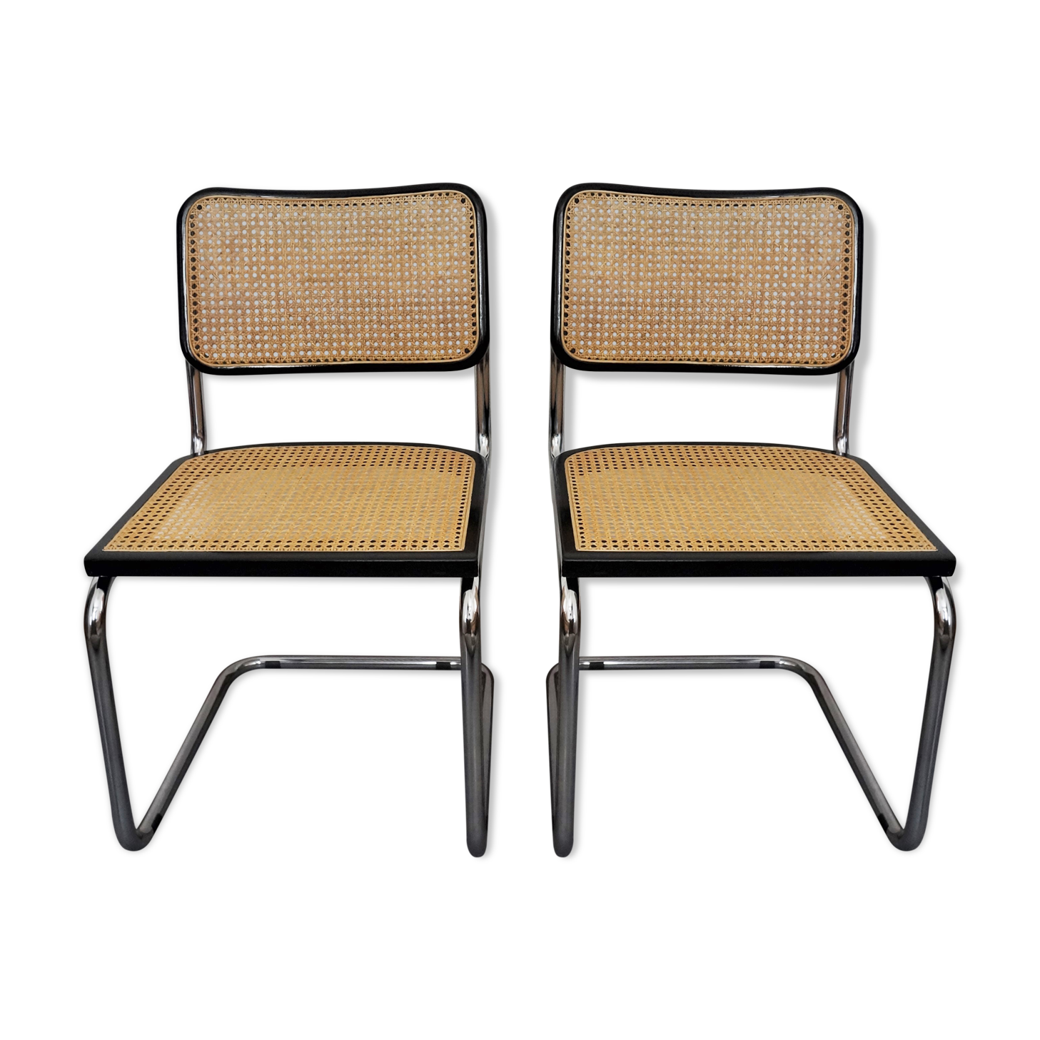 Pair of chairs canned, model b32 by Marcel Breuer