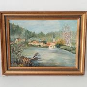 Old painting oil on canvas signed J.V.