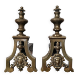 Pair of Louis-Philippe andirons with Caryatids - Bronze, cast iron - 19th century