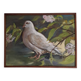 Tableau ancien huile sur bois XXÈME Colombe