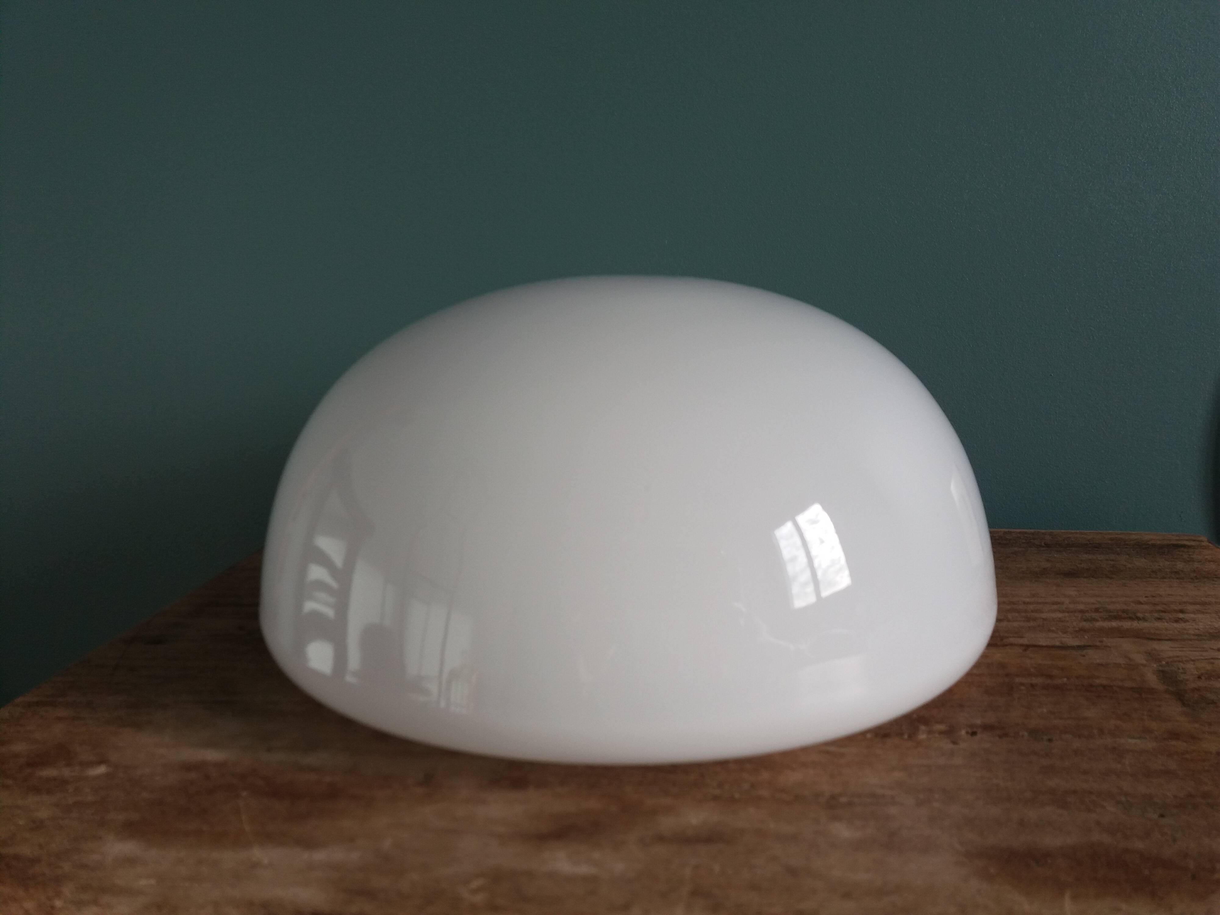 Half globe opaline ceiling light, diameter 20 cm, with base