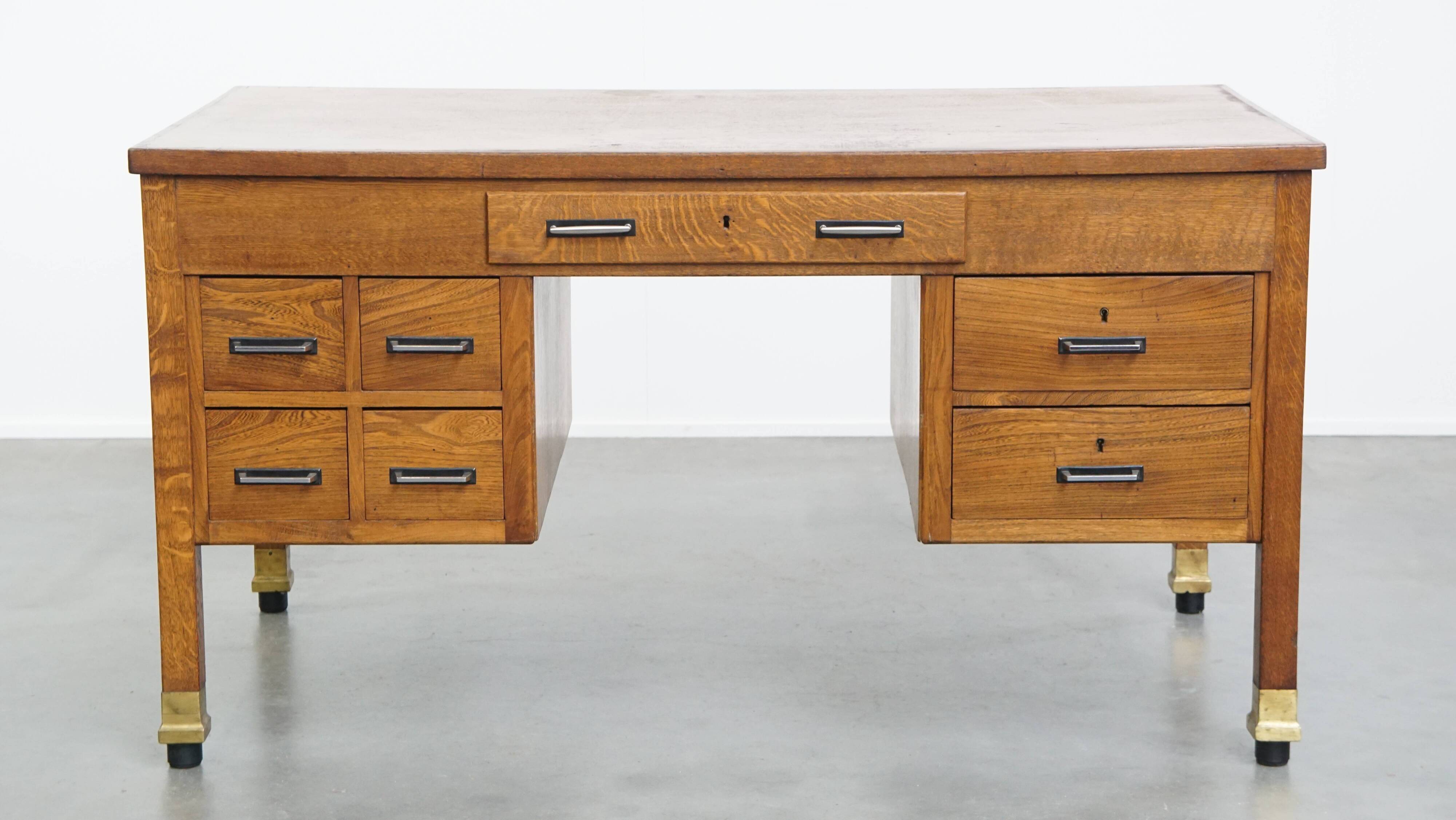 Bureau Art Déco en chêne ancien du début du XXe siècle