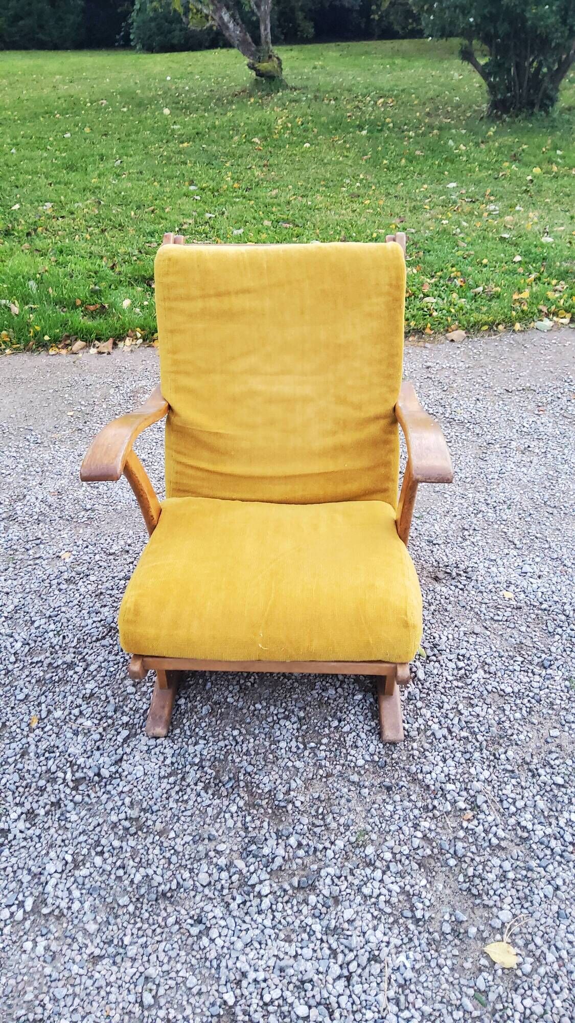 Sleigh armchair of the 40s/50s in oak