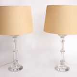 Mouth-blown designer lamp set with cream lampshades by Ingo Maurer, 1960