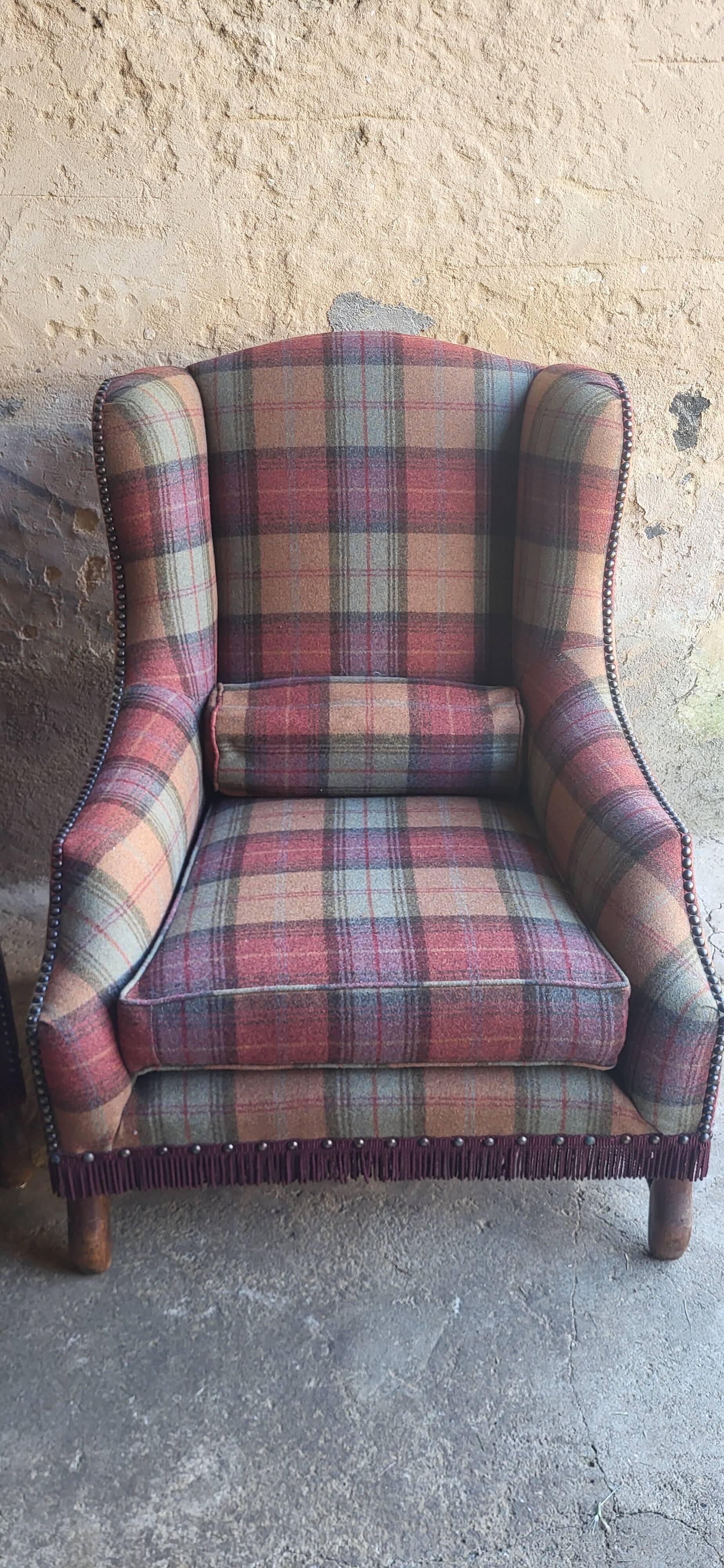 Pair of Louis XIII wingback armchairs