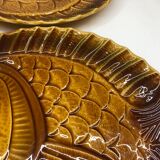 2 vintage fish dishes in slip from Sarreguemines