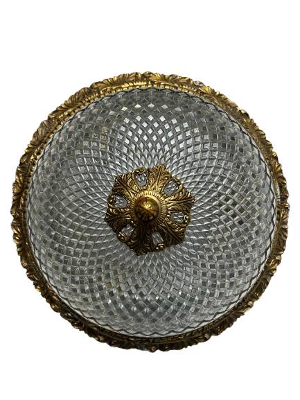 Ceiling light in glass and gold metal