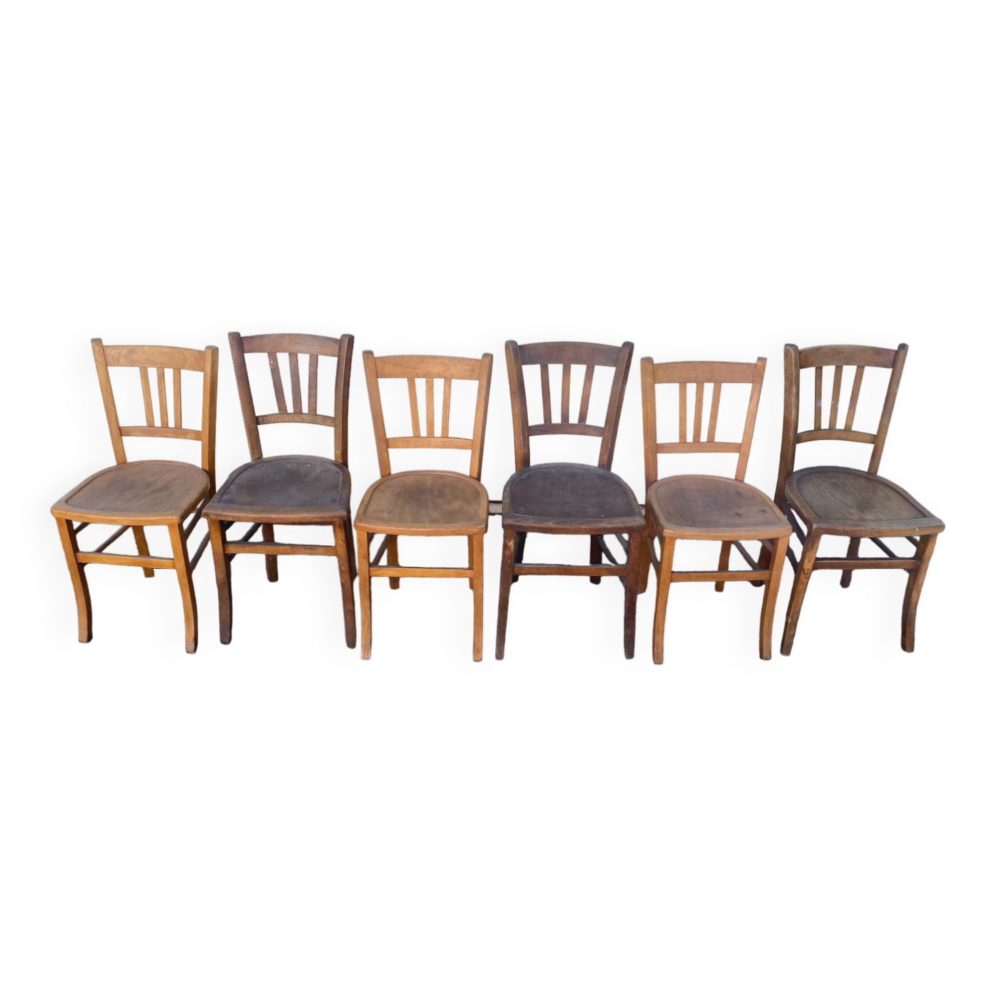 Set of 6 mismatched bistro chairs