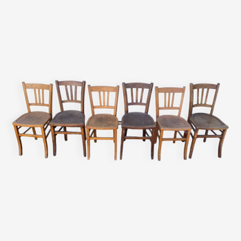 Set of 6 mismatched bistro chairs