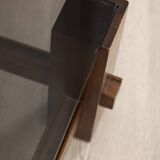 Vintage table 60s wood and glass design fontana arte